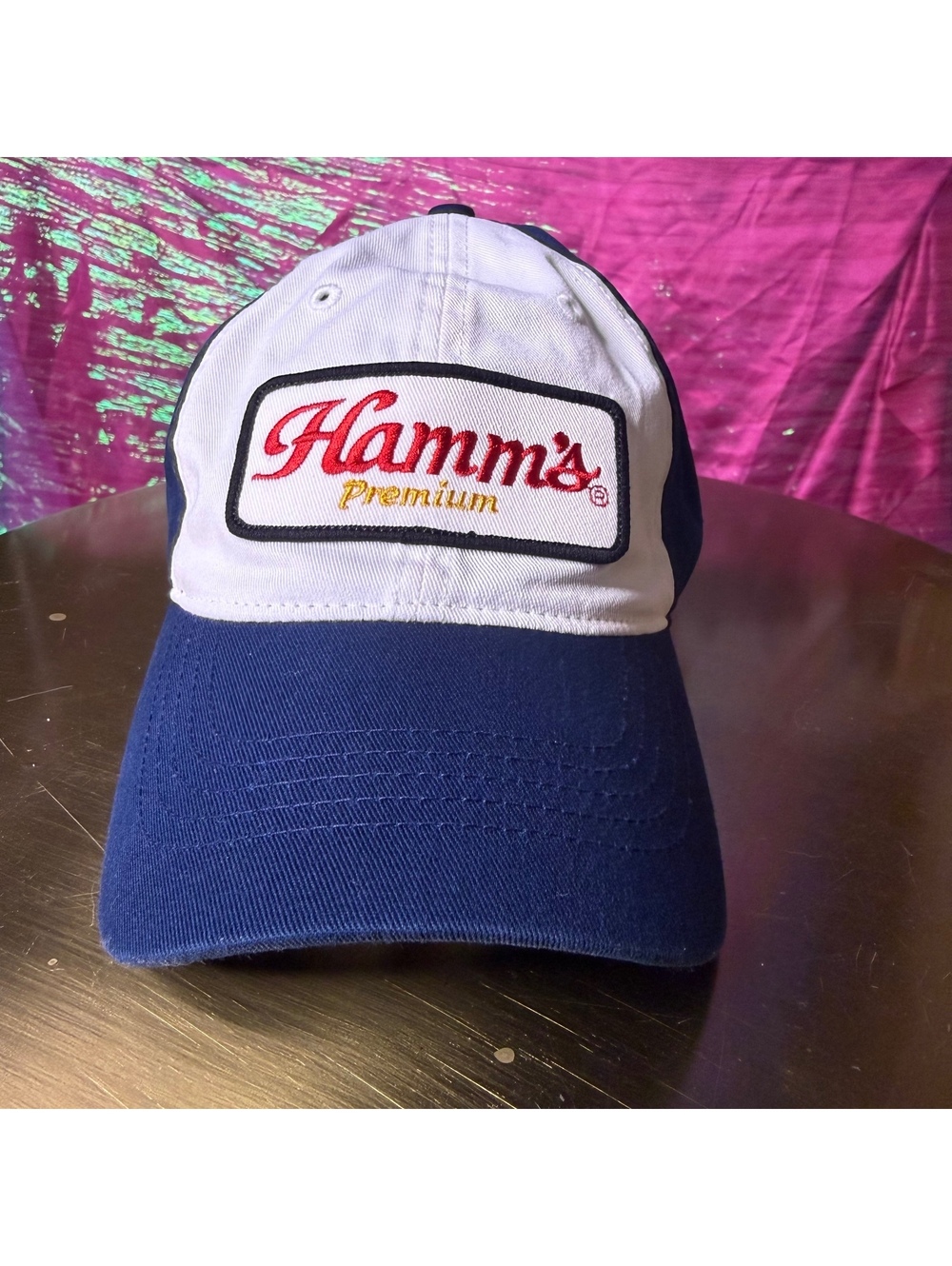 Hamm's Premium Beer Hat Bioworld 2005 Miller Brewing Dad Cap Navy White Patch
